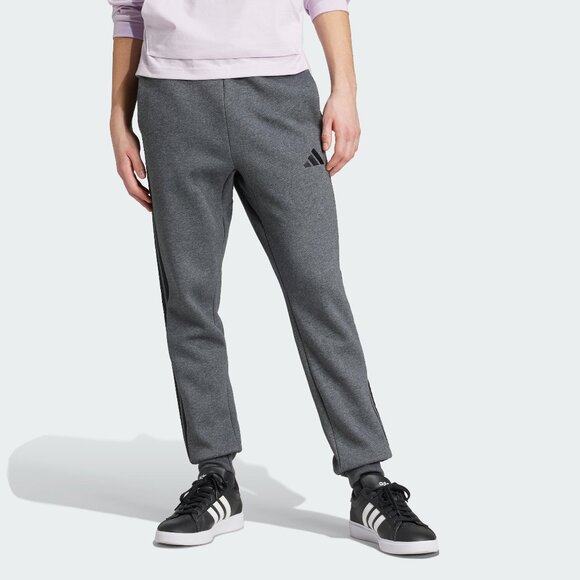 adidas Men’s Essentials 3-Stripes Fleece Pants Dark Grey Heather Black Size M - Picture 1 of 5
